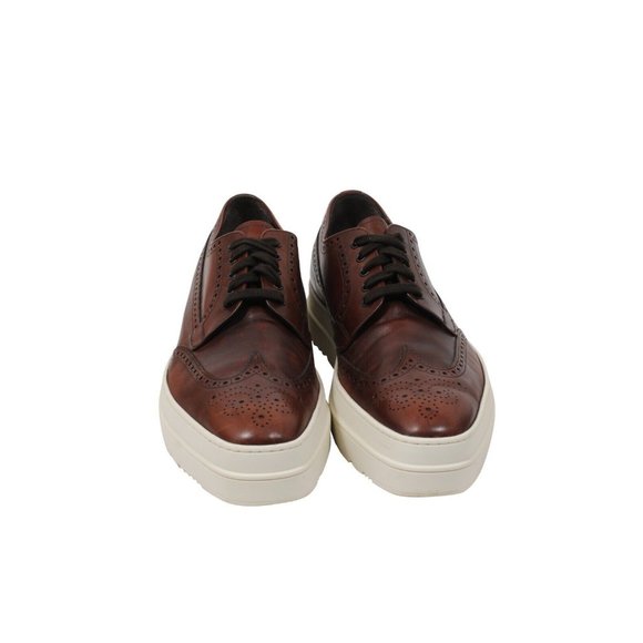 Prada Mens Oxford Wingtip Platform Derby US 10.5 UK 9.5 Brown Leather Brogue main image 9